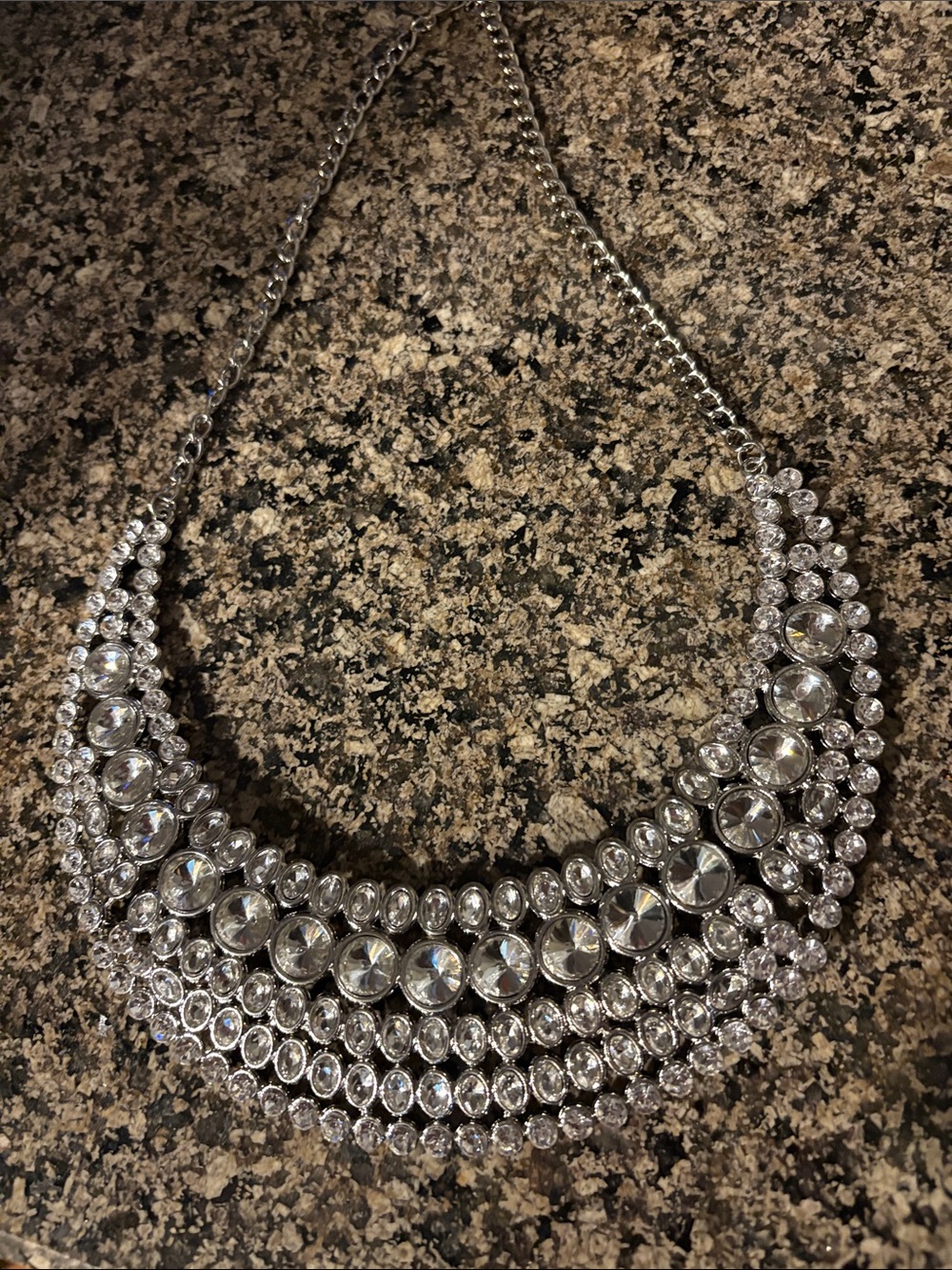 Crystal Layered Silver-Tone Statement Necklace - Women Jewelry WEDDING